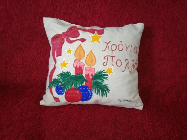 Μαξιλαράκι Χριστουγεννιάτικο, κεράκια  45*45 cm
