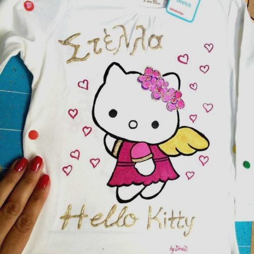 Μπλούζα παιδική ζωγραφισμένη,Hello Kitty