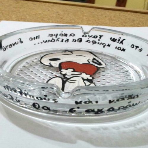 Τασάκι  ζωγραφισμένο στο χέρι ,Snoopy