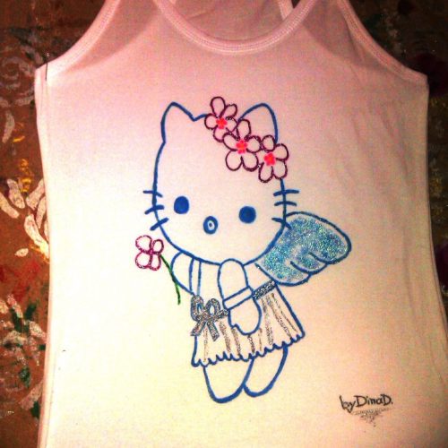 Μπλούζα παιδική ζωγραφισμένη,Hello Kitty