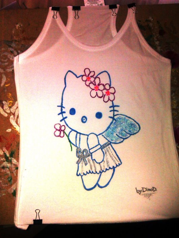 Μπλούζα παιδική ζωγραφισμένη,Hello Kitty